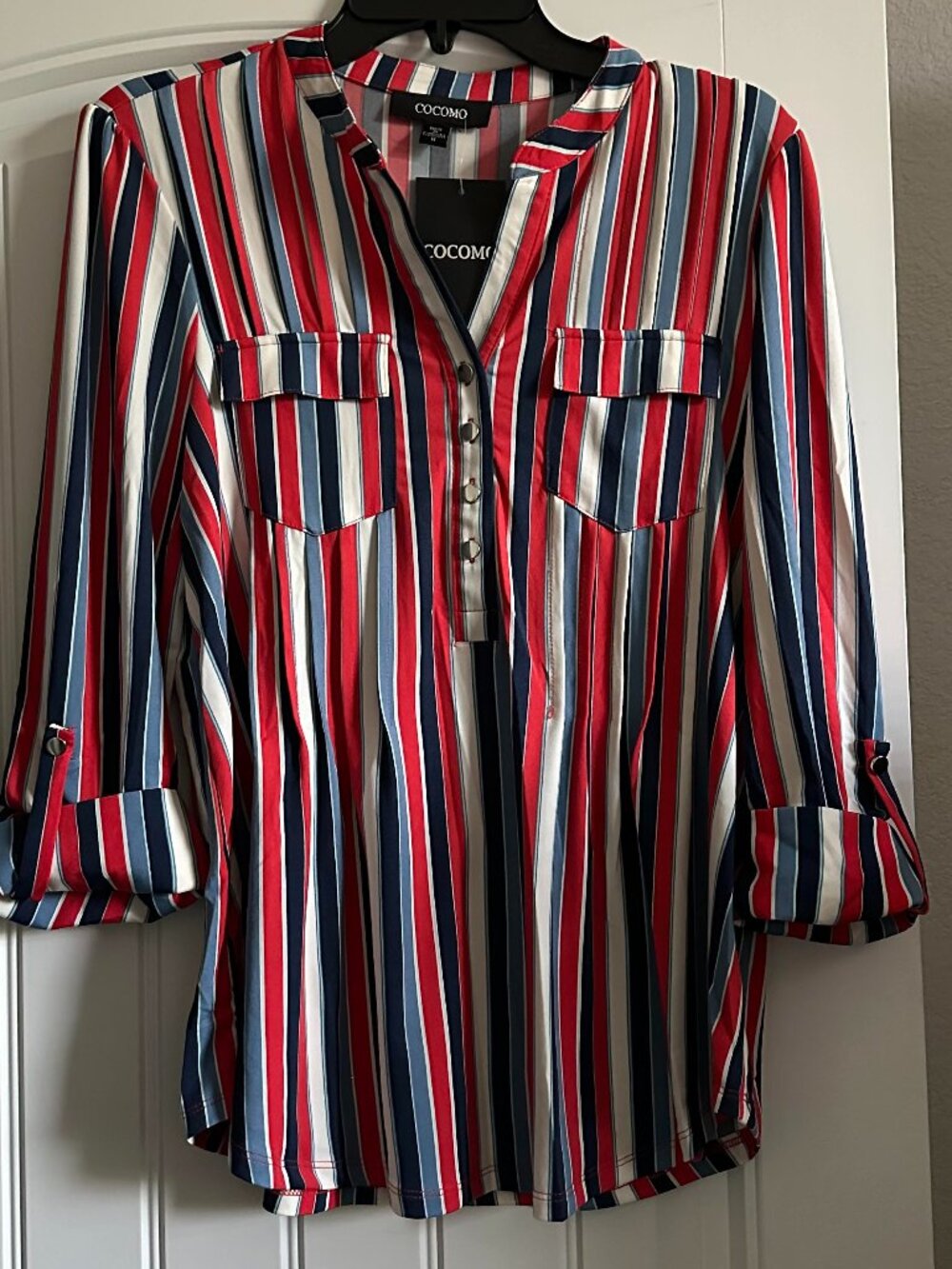NWT Cocomo Red/White/Blue Stripped Top-M